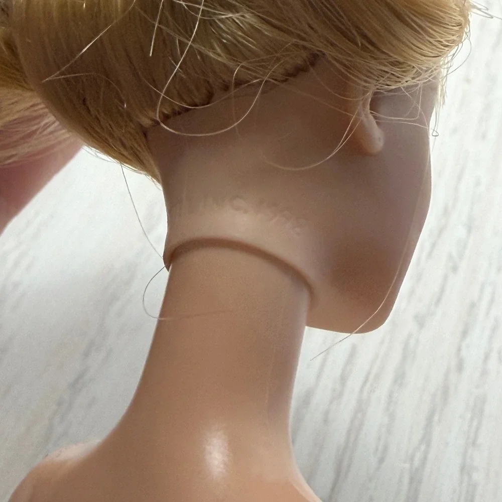 Vintage Mattel Barbie Doll Blonde Hair Bangs Blue Eyes Purple Eyeshadow Nude